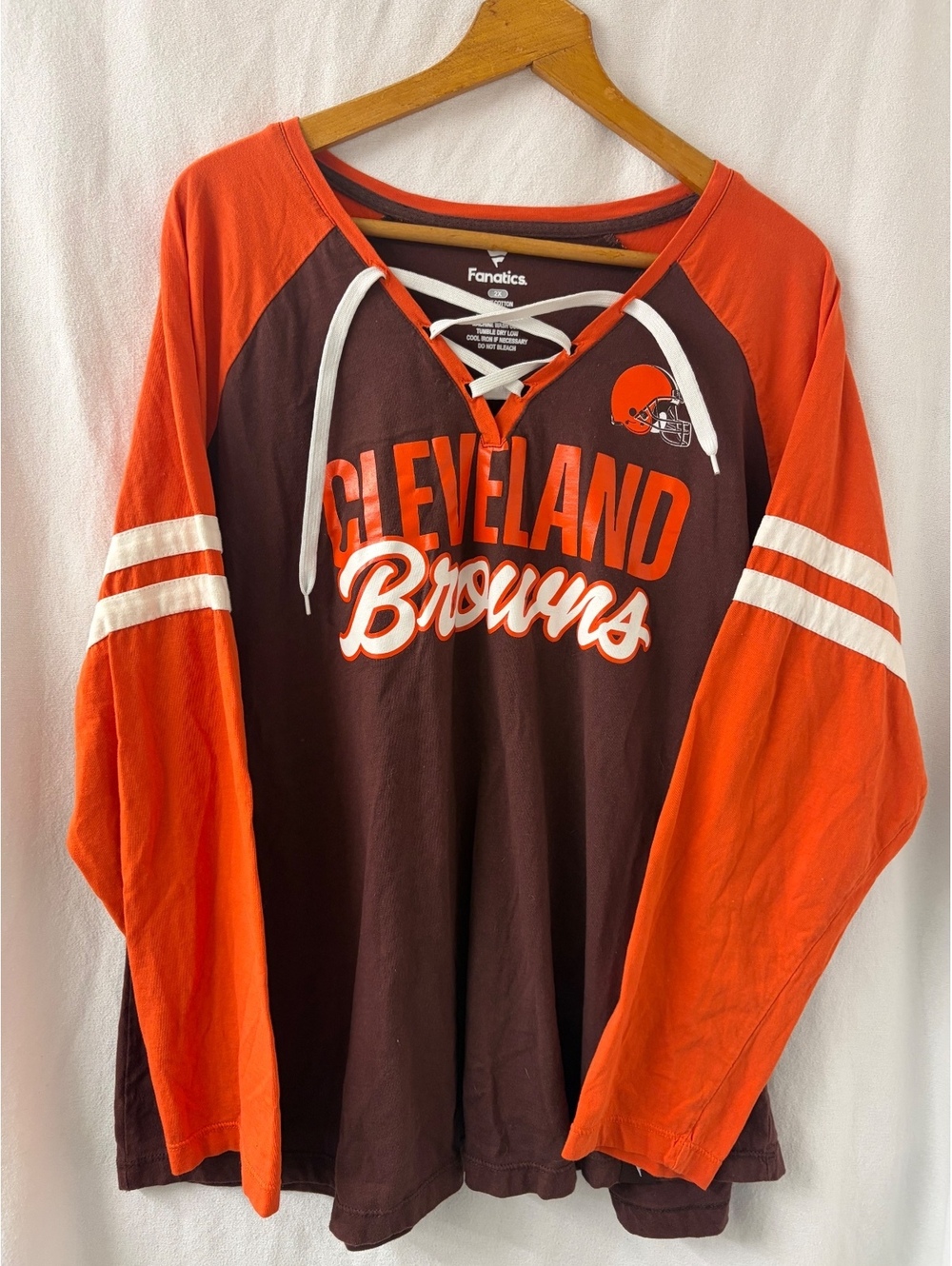 Cleveland Browns Fanatics Women’s 2X Lace Up Long Sleeve Shirt NFL